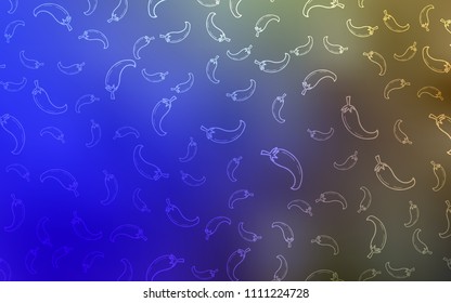 Light Blue, Green vector cover with chili peppers. Beautiful colored illustration with peppers in doodle style. Pattern for menu of cafes, bars, restaurants.