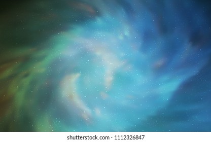 Light Blue, Green vector cover with astronomical stars. Shining colored illustration with bright astronomical stars. Pattern for astronomy websites.