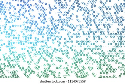Light Blue, Green vector cover with small and big stars. Modern geometrical abstract illustration with stars. Smart design for your business advert.