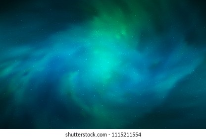 Light Blue, Green vector cover with astronomical stars. Glitter abstract illustration with colorful cosmic stars. Pattern for astronomy websites.