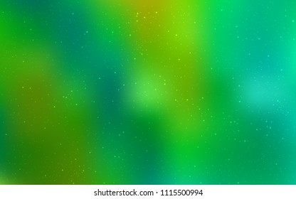 Light Blue, Green vector cover with astronomical stars. Blurred decorative design in simple style with galaxy stars. Template for cosmic backgrounds.