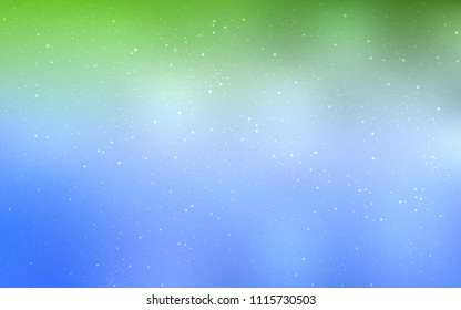 Light Blue, Green vector cover with astronomical stars. Shining illustration with sky stars on abstract template. Smart design for your business advert.
