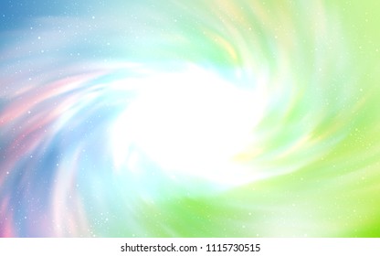 Light Blue, Green vector cover with astronomical stars. Glitter abstract illustration with colorful cosmic stars. Smart design for your business advert.