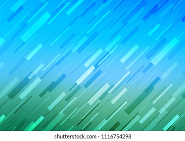 Light Blue, Green vector cover with long lines. Glitter abstract illustration with colored sticks. The pattern can be used as ads, poster, banner for commercial.