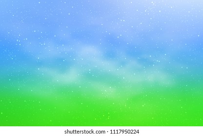 Light Blue, Green vector cover with astronomical stars. Shining colored illustration with bright astronomical stars. Best design for your ad, poster, banner.