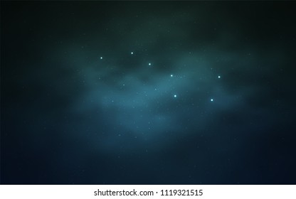 Light Blue, Green vector cover with astronomical stars. Blurred decorative design in simple style with galaxy stars. Best design for your ad, poster, banner.