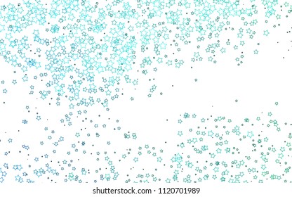 Light Blue, Green vector cover with small and big stars. Glitter abstract illustration with colored stars. The pattern can be used for new year ad, booklets.