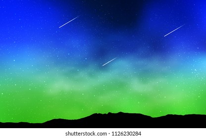 Light Blue, Green vector cover with astronomical stars. Space stars on blurred abstract background with gradient. Best design for your ad, poster, banner.