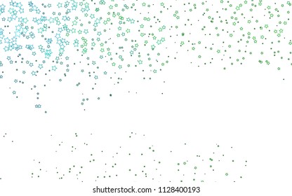 Light Blue, Green vector cover with small and big stars. Modern geometrical abstract illustration with stars. The template can be used as a background.
