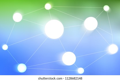 Light Blue, Green vector cover with spots, lines. Abstract illustration with colorful discs and triangles. Pattern can be used for futuristic ad, booklets.