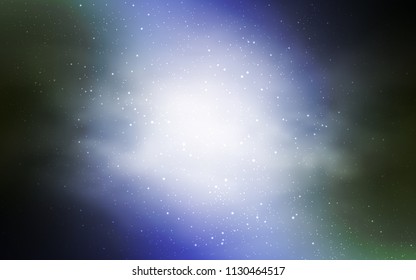 Light Blue, Green vector cover with astronomical stars. Blurred decorative design in simple style with galaxy stars. Smart design for your business advert.