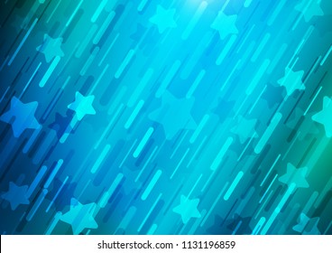 Light Blue, Green vector cover with long lines. Glitter abstract illustration with colored sticks. Best design for your ad, poster, banner.