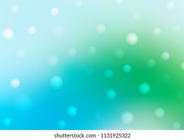 Light Blue, Green vector cover with spots. Blurred bubbles on abstract background with colorful gradient. Beautiful design for your business natural advert.