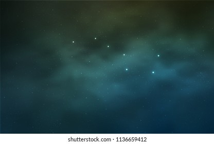 Light Blue, Green vector cover with astronomical stars. Shining illustration with sky stars on abstract template. Pattern for astronomy websites.