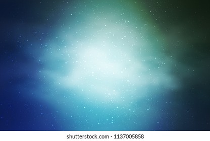 Light Blue, Green vector cover with astronomical stars. Shining illustration with sky stars on abstract template. Template for cosmic backgrounds.