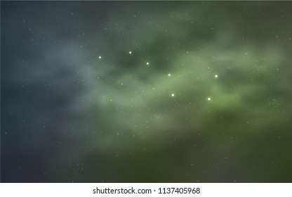 Light Blue, Green vector cover with astronomical stars. Glitter abstract illustration with colorful cosmic stars. Best design for your ad, poster, banner.
