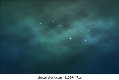 Light Blue, Green vector cover with astronomical stars. Glitter abstract illustration with colorful cosmic stars. Pattern for astronomy websites.