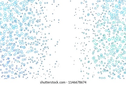 Light Blue, Green vector cover with small and big stars. Shining colored illustration with stars. The template can be used as a background.