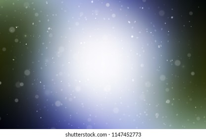 Light Blue, Green vector cover with beautiful snowflakes. Blurred decorative design in xmas style with snow. The pattern can be used for year new  websites.