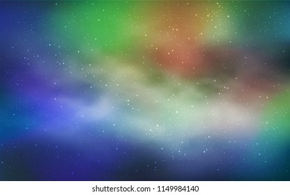 Light Blue, Green vector cover with astronomical stars. Shining colored illustration with bright astronomical stars. Best design for your ad, poster, banner.