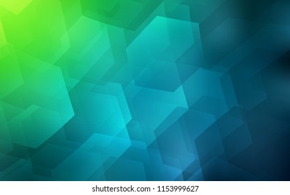 Light Blue, Green vector cover with set of hexagons. White background with colorful hexagons. Pattern for texture of wallpapers.