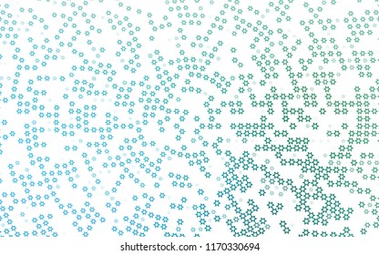 Light Blue, Green vector cover with small and big stars. Stars on blurred abstract background with gradient. Smart design for your business advert.