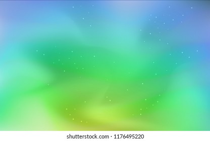 Light Blue, Green vector cover with astronomical stars. Space stars on blurred abstract background with gradient. Pattern for astronomy websites.