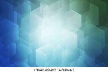 Light Blue, Green vector cover with set of hexagons. Glitter abstract illustration in hexagonal style. Pattern for texture of wallpapers.