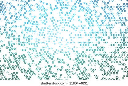 Light Blue, Green vector cover with small and big stars. Modern geometrical abstract illustration with stars. Best design for your ad, poster, banner.