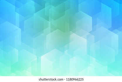 Light Blue, Green vector cover with set of hexagons. Glitter abstract illustration in hexagonal style. Pattern for ads, leaflets.