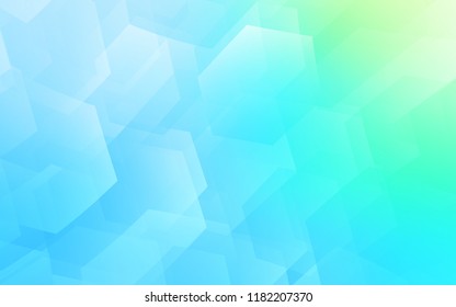Light Blue, Green vector cover with set of hexagons. Glitter abstract illustration in hexagonal style. Pattern for ads, leaflets.