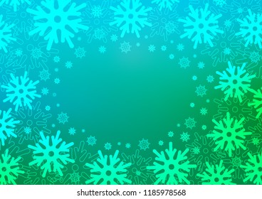 Light Blue, Green vector cover with beautiful snowflakes. Modern geometrical abstract illustration with crystals of ice. The pattern can be used for year new  websites.