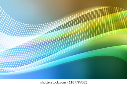 Light Blue, Green vector cover with spots, lines. Illustration with set of colorful abstract circles and lines. Pattern for design of window blinds, curtains.
