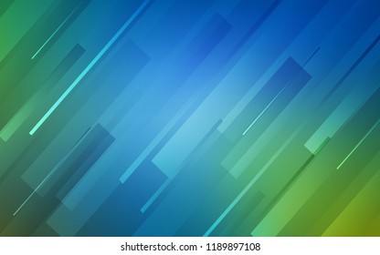 Light Blue, Green vector cover with stright stripes. Shining colored illustration with sharp stripes. Best design for your ad, poster, banner.