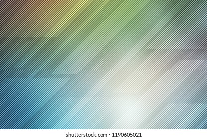 Light Blue, Green vector cover with stright stripes. Lines on blurred abstract background with gradient. Smart design for your business advert.