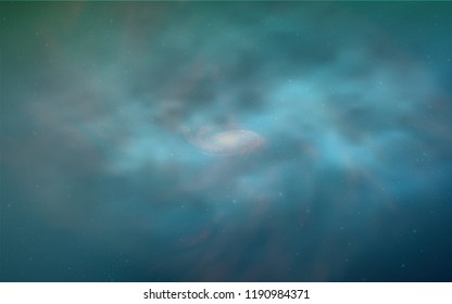 Light Blue, Green vector cover with astronomical stars. Shining illustration with sky stars on abstract template. Pattern for futuristic ad, booklets.