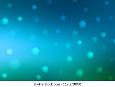 Light Blue, Green vector cover with spots. Abstract illustration with colored bubbles in nature style. The pattern can be used for ads, leaflets of liquid.