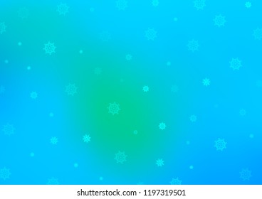 Light Blue, Green vector cover with beautiful snowflakes. Modern geometrical abstract illustration with crystals of ice. The pattern can be used for new year leaflets.