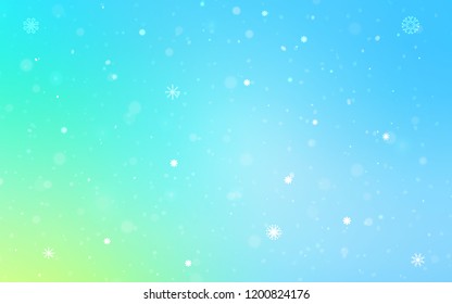 Light Blue, Green vector cover with beautiful snowflakes. Modern geometrical abstract illustration with crystals of ice. The template can be used as a new year background.