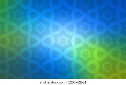 Light Blue, Green vector cover with small and big stars. Blurred decorative design in simple style with stars. Best design for your ad, poster, banner.