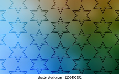 Light Blue, Green vector cover with small and big stars. Blurred decorative design in simple style with stars. Best design for your ad, poster, banner.