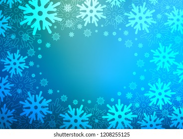 Light Blue, Green vector cover with beautiful snowflakes. Modern geometrical abstract illustration with crystals of ice. The template can be used as a new year background.