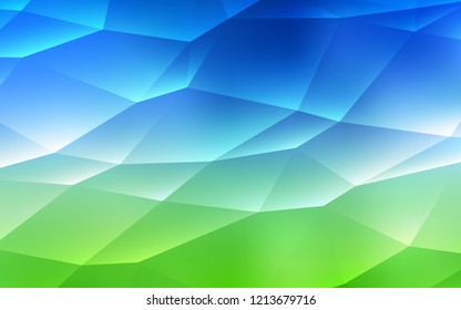 Light Blue, Green vector cover in polygonal style. Abstract gradient illustration with triangles. Pattern can be used for websites.