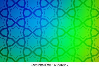 Light Blue, Green vector cover with small and big stars. Decorative illustration with stars on abstract template. Pattern for websites, landing pages.