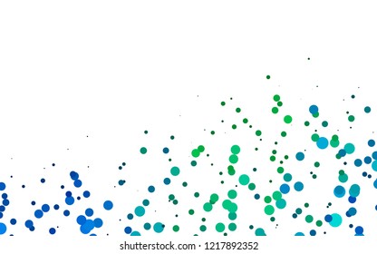 Light Blue, Green vector cover with circles. Modern abstract illustration with colorful water drops. Pattern for ads, booklets.