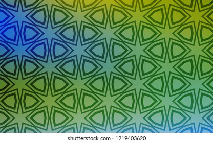 Light Blue, Green vector cover with small and big stars. Stars on blurred abstract background with gradient. Template for sell phone backgrounds.