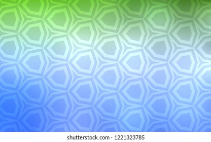 Light Blue, Green vector cover with set of hexagons. Colorful hexagons on blur backdrop. Pattern for your ad, booklets.