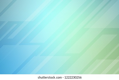 Light Blue, Green vector cover with stright stripes. Decorative shining illustration with lines on abstract template. Smart design for your business advert.