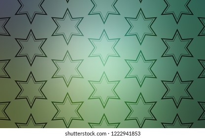 Light Blue, Green vector cover with small and big stars. Blurred decorative design in simple style with stars. Pattern for wrapping gifts.