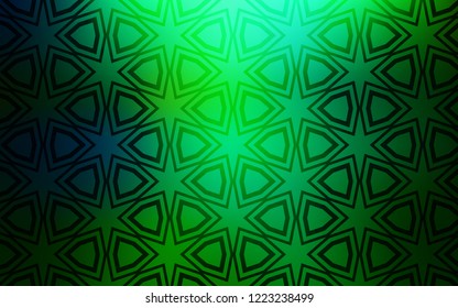 Light Blue, Green vector cover with small and big stars. Blurred decorative design in simple style with stars. Template for sell phone backgrounds.